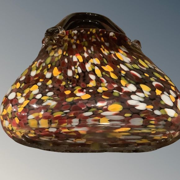 Art Nouveau Deco Glass Hand Bag Purse Vase Hand Blown Murano Style Large - Picture 5 of 5